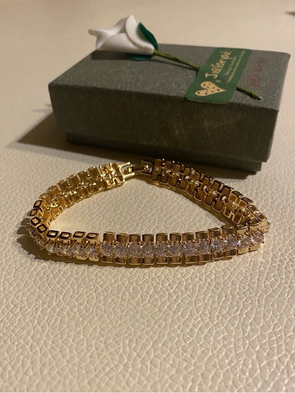 7CT Lab Created Diamond Square Link Chain Tennis Bracelet 14K Gold Plated